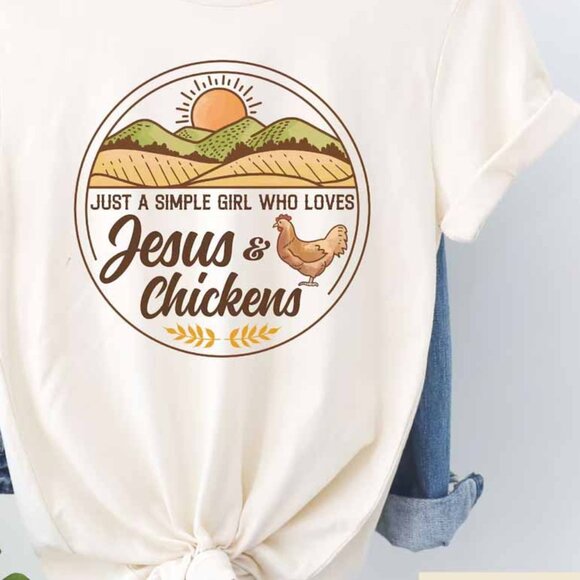Jesus and Chickens T-Shirt, Chicken Lover Shirt, Gift for Chicken Owner - Picture 3 of 5